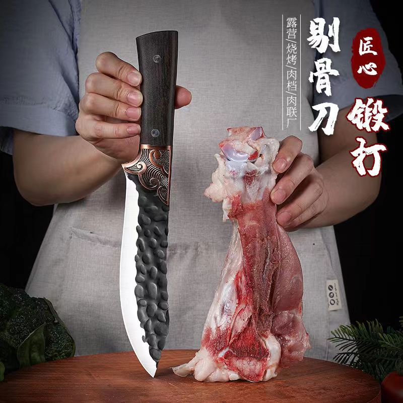 Hand-forged boning knife, chef's knife, pig and sheep slaughtering knife, special meat and vegetable cutting knife, hand-handled meat and fruit knife details Picture