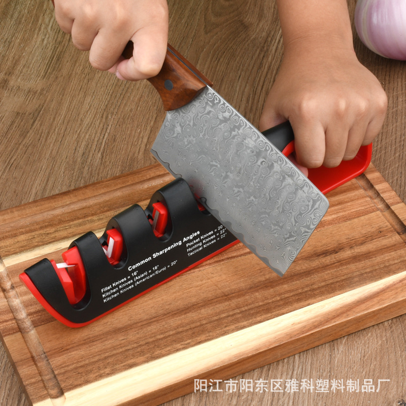 New type of quick knife sharpener, four-in-one whetstone, kitchen sharpening and cutting adjustment, manual tungsten steel household knife sharpener, available for shipment Specification drawing