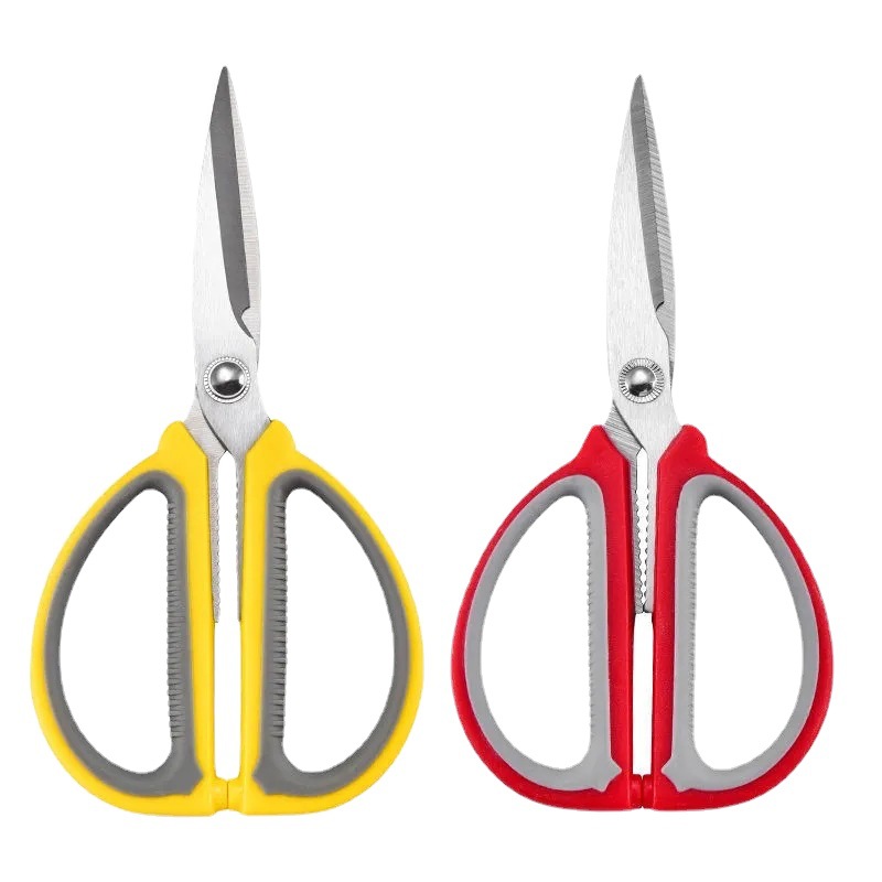 Two-color stainless steel scissors, multi-functional household kitchen scissors, hand sewing scissors, fabric scissors, leather office scissors wholesale Item Picture