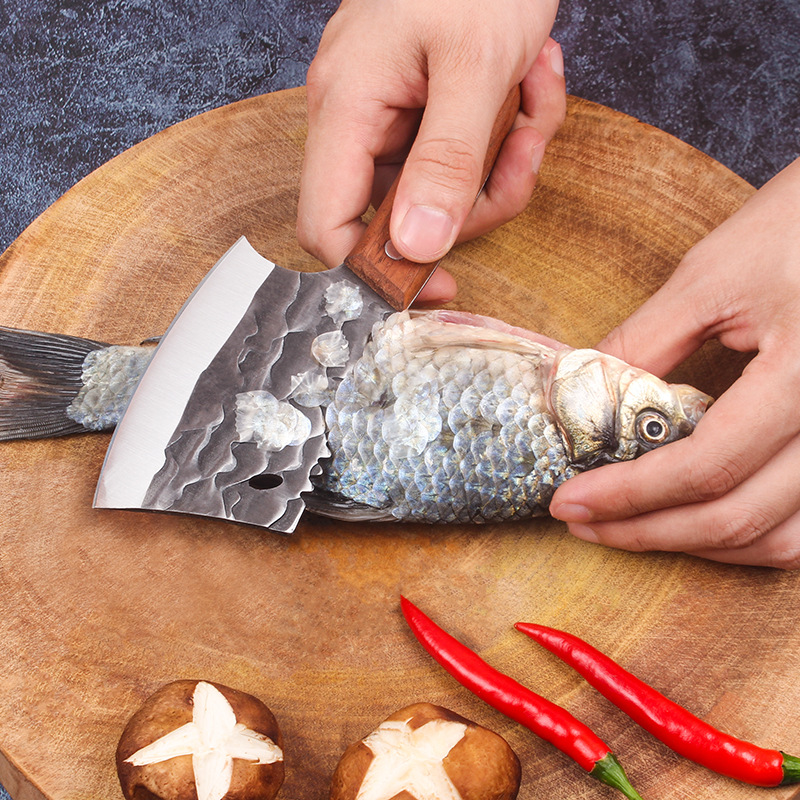 Hand-forged small fish-killing knife, household kitchen knife, sharp slicing knife, knife for slicing fish, knife for opening the back and belly of fish, fish-slaughtering knife Specification drawing