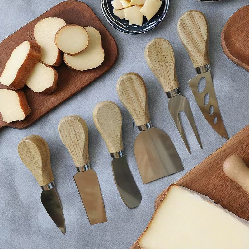 Stainless steel cheese knife set, cheese knife and fork, cheese knife and fork four-piece set, butter knife manufacturer's wholesale in stock details Picture