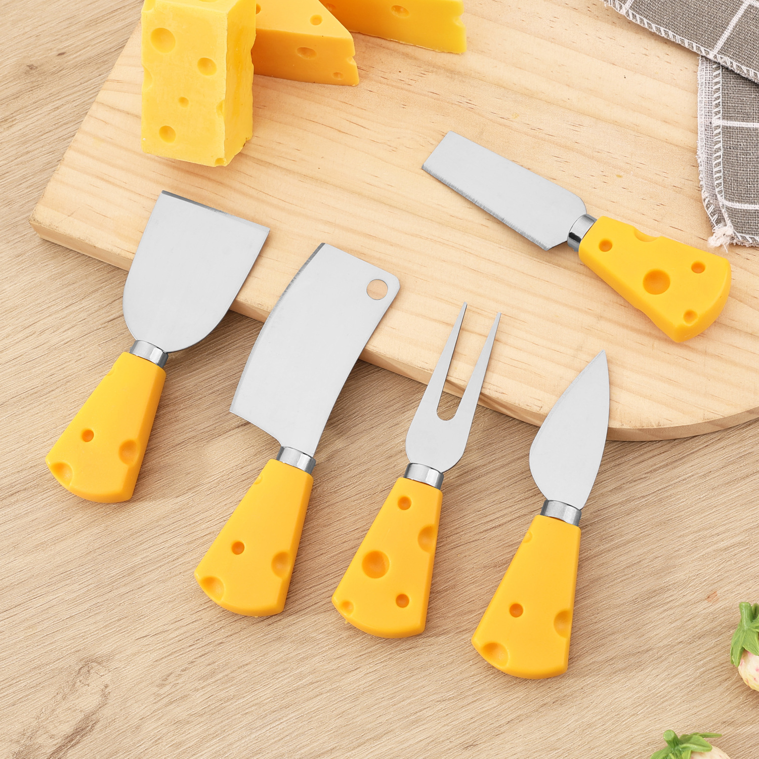 Cheese and cheese knife set, cake fork, sharp knife, cheese cutter, six-piece set, mini kitchen gadgets Specification drawing