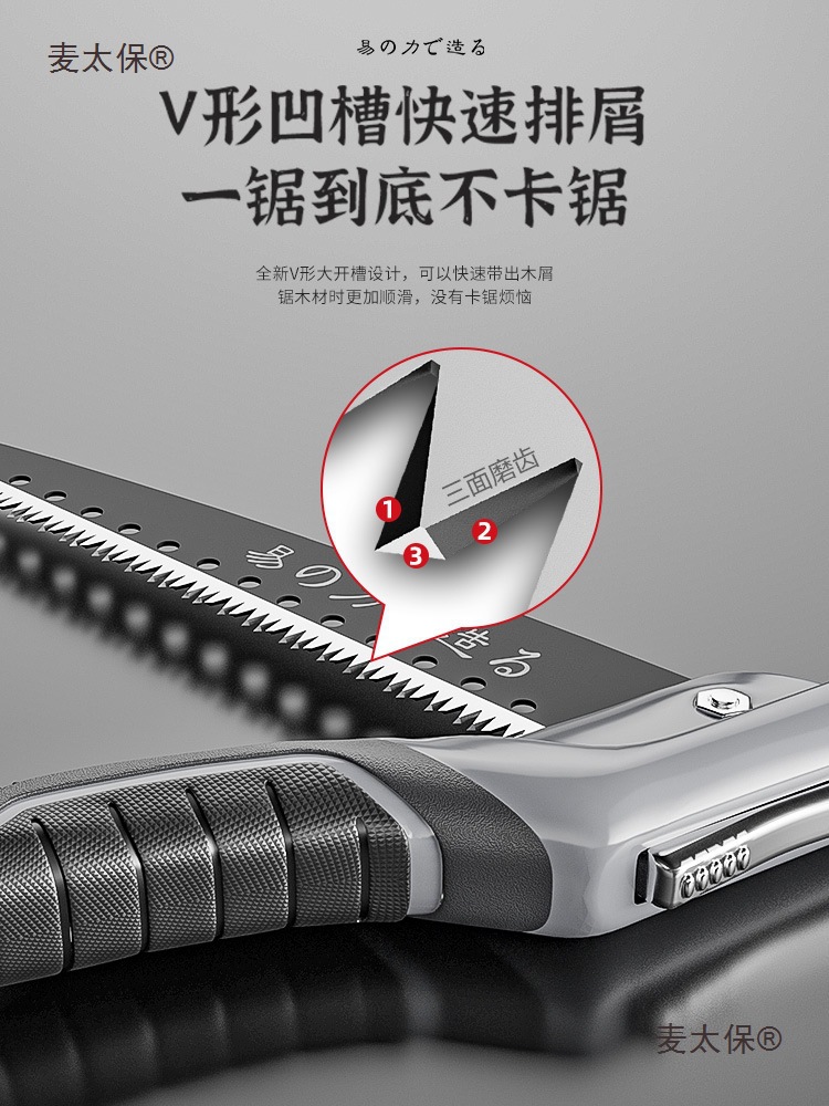 Original Japanese imported folding saw, handsaw, logging saw, tree sawing wonder saw, household small handheld microphone, Taibao details Picture