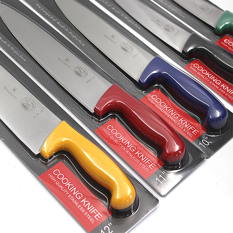 Colored handle splitters, hotel kitchen color splitters, chef's knives, head chef's knives, commercial ox knives for meat slicing, Western-style kitchen knives full figure