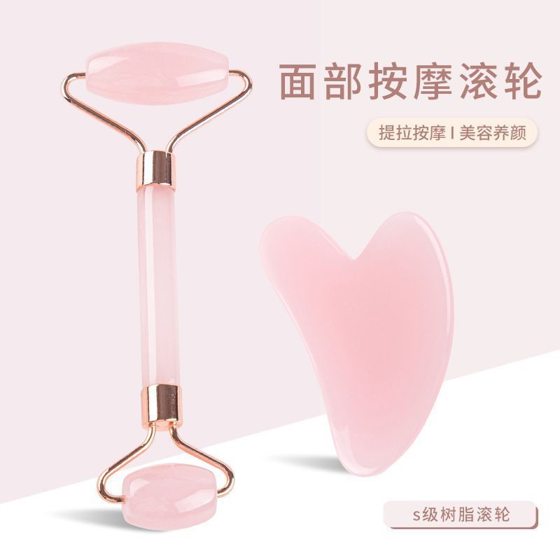 Facial roller massager, facial lifting and firming roller facial massager, face pushing gua sha board, imitation jade roller