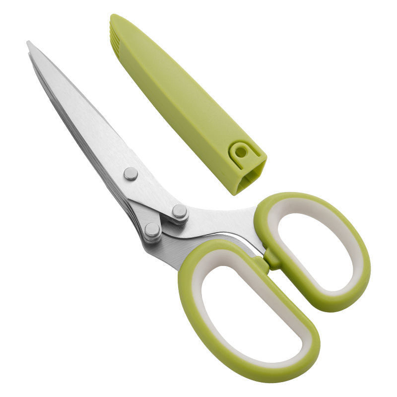 Five-layer scallion scissors, stainless steel multi-functional scissors, chili, coriander, scallion and seaweed magic scissors, kitchen scissors Item Picture