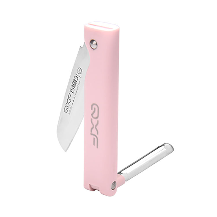 Qiao Fu Ren's portable and portable fruit knife, stainless steel folding fruit knife, and multi-functional peeler for complementary food Item Picture