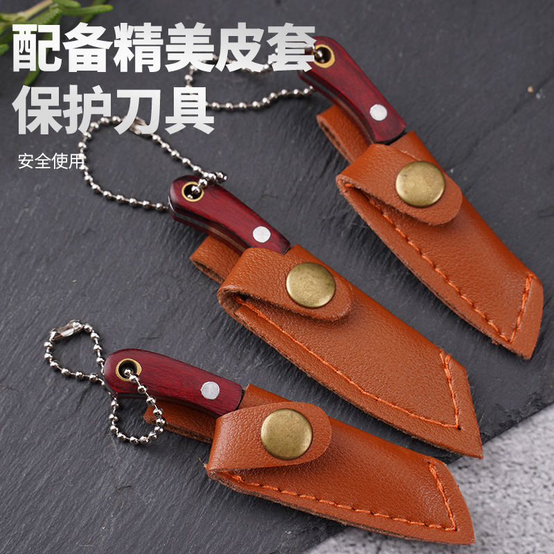 The manufacturer's new mini pendant knife for opening express deliveries, sharp knife with leather case, letter opening knife, and mini kitchen knife with forged texture details Picture