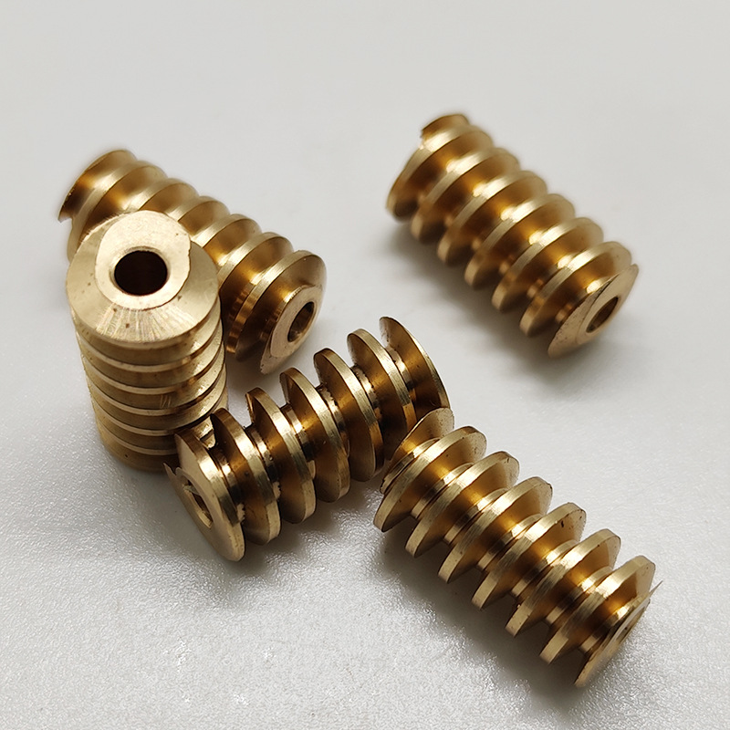The worm gear and worm CNC lathe with a through-center machine is used to process non-standard precision small-module single and double-head copper worm motor gears Application Scenario