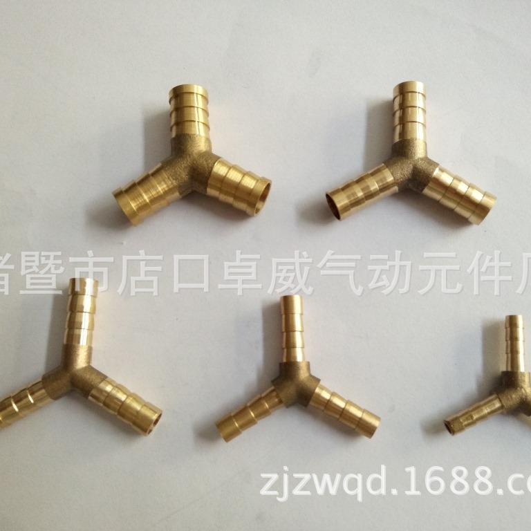 Brass herringbone three-way gas tower Y-type gas tower copper three-way air pipe three-way quick connector 19/16/14 details Picture