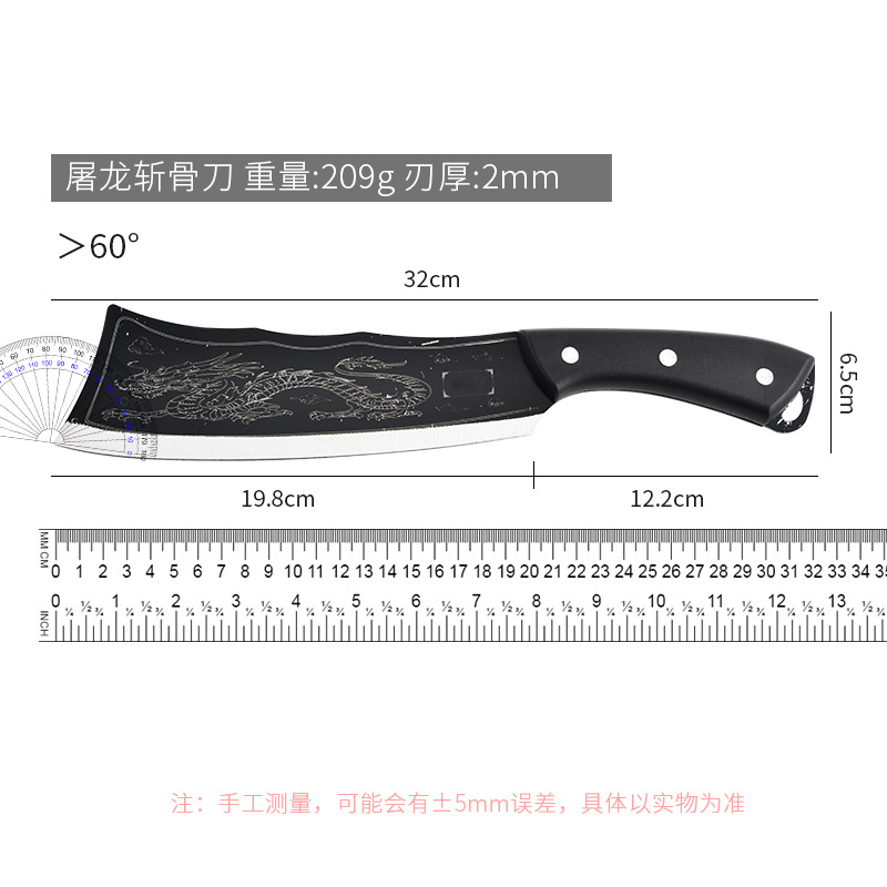Yangjiang forged stainless steel dragon-slaying Bone Chopping knife, household and outdoor open path chopping wood, kitchen hand-patterned special bone chopping knife Application Scenario