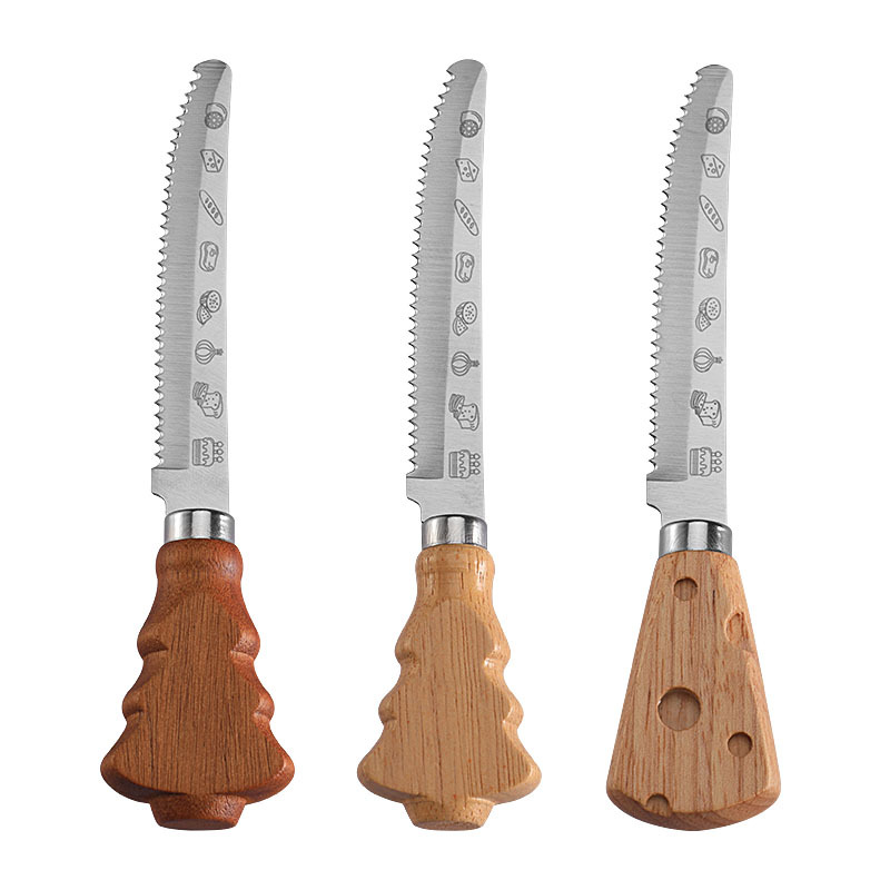 Factory in-stock creative Christmas tree handle steak knife, stainless steel Western food knife, steak knife, baking toast and bread knife Item Picture