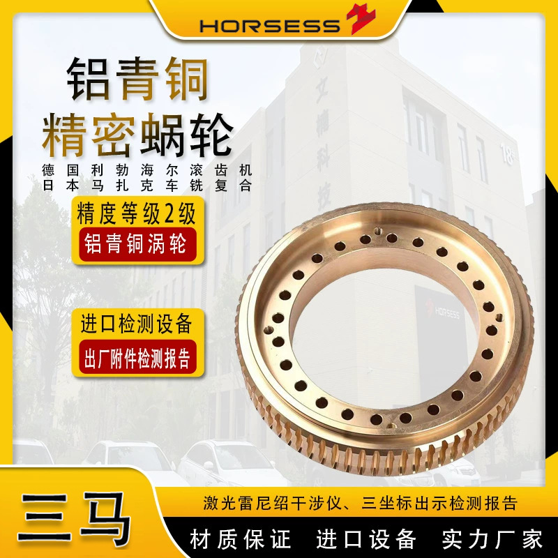 Wen Nan double-lead turbine worm with zero backlash in both forward and reverse directions, CNC grinding machine aluminum bronze turbine worm details Picture
