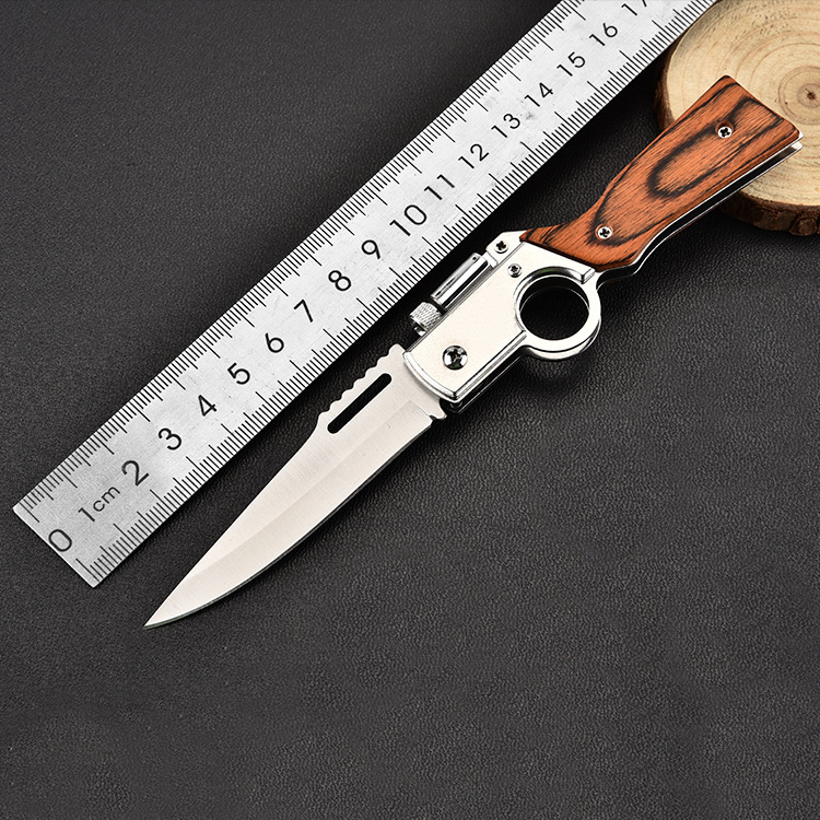 Factory direct sales of outdoor folding knives with lights, AK47 stainless steel multi-functional small folding knives, stainless steel outdoor knives details Picture