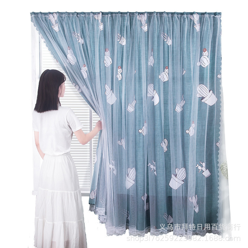 Velcro curtains, self-adhesive installation without drilling, light-blocking fabric for rental housing, simple curtains for bedroom and dormitory shading Item Picture