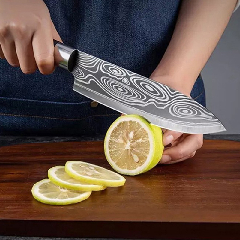 Damask pattern chef's knife, Japanese cuisine knife, raw fish slicing and meat cutting knife, stainless steel sharp, multi-purpose household knife Specification drawing