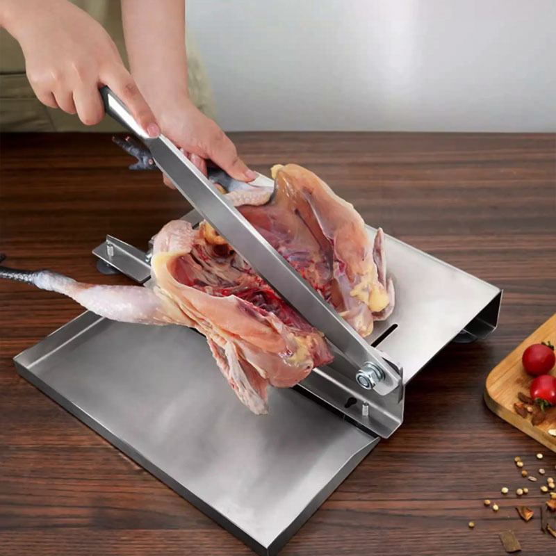 Household stainless steel beef and mutton roll slicing machine for cutting chicken, duck and goose, kitchen bone-cutting multi-functional guillotine, commercial for cutting medicinal materials Application Scenario