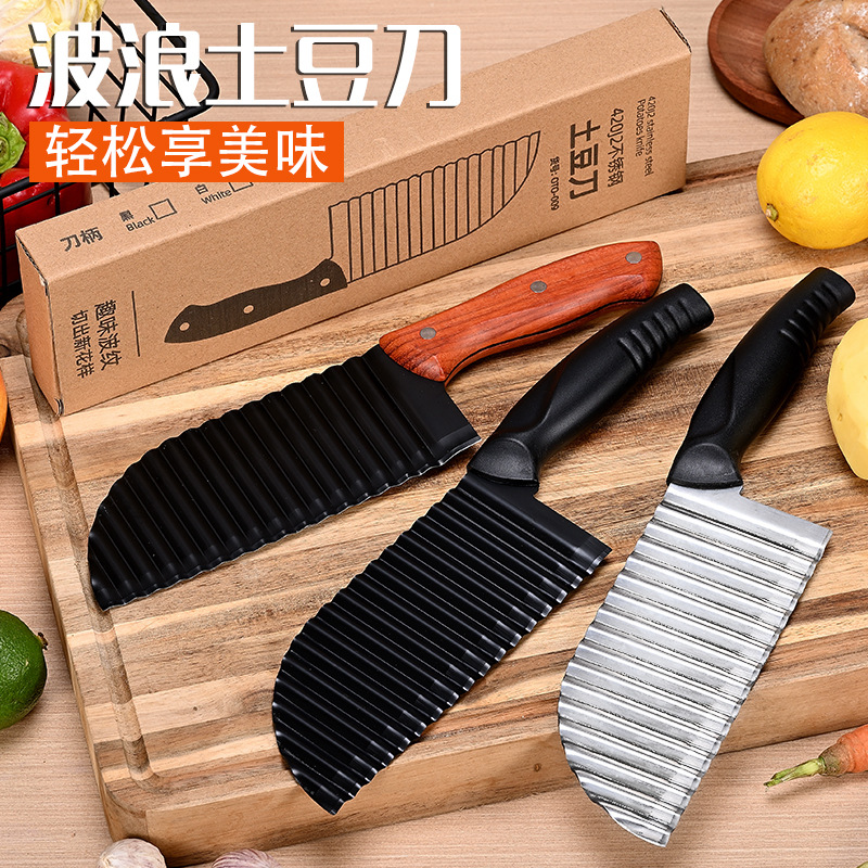 Stainless steel wavy potato knife, wolf-tooth potato knife, potato cutter, French fries cutter, wavy knife, corrugated knife full figure