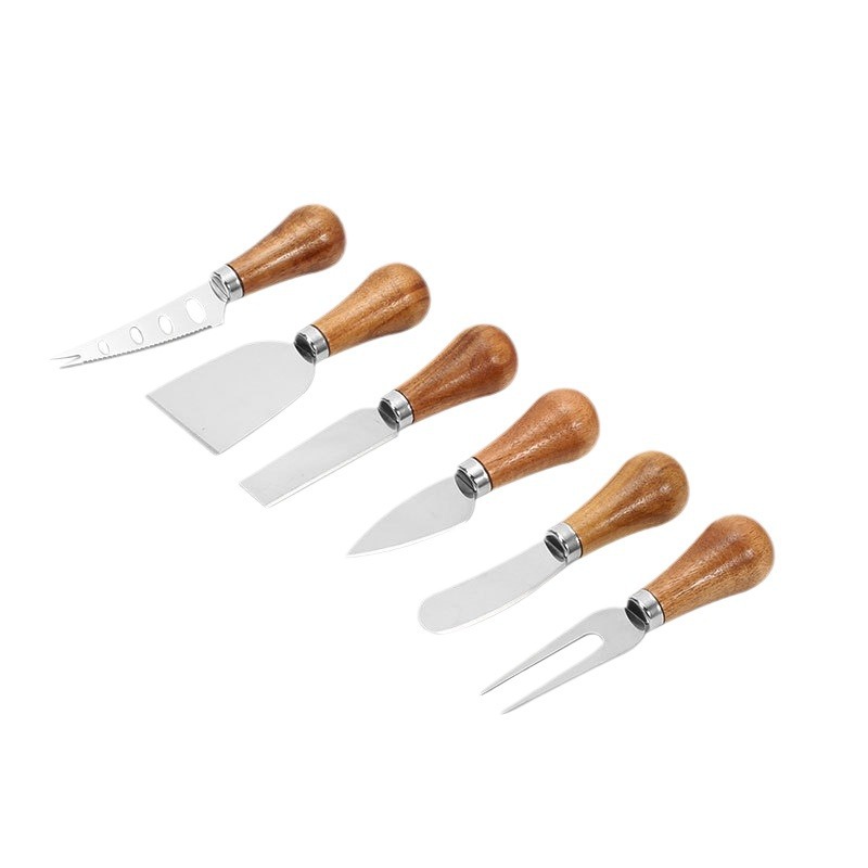 Manufacturer's in-stock vertical acacia wood-handled cheese knife, butter knife, cheese and cheese knife, fork, jam spreading knife Item Picture