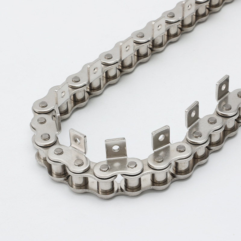 Single-row standard curved plate chain, 304 stainless steel single and double side single-hole plate chain, double-pitch conveyor chain Specification drawing