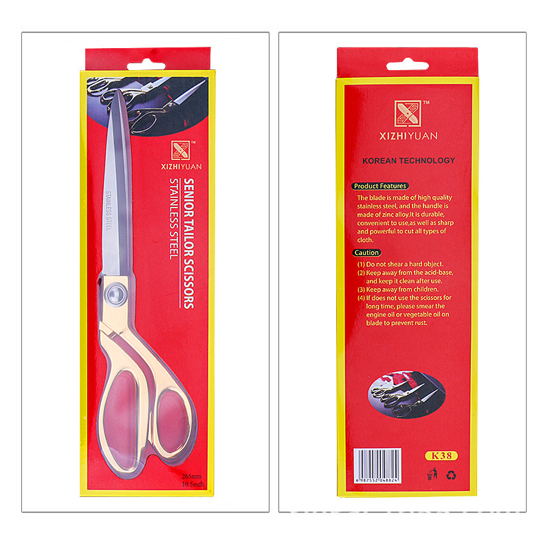 XIZHIYUAN Stainless Steel Festive Ribbon-cutting Alloy Clothing Scissors 8/9/10/12 inch Gold-plated Tailor scissors Item Picture