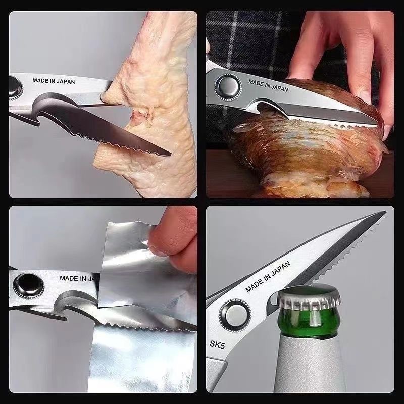 Wholesale SK5 first and fourth generation powerful chicken bone scissors, Japanese kitchen scissors, stainless steel and aluminum handle food and household scissors Application Scenario