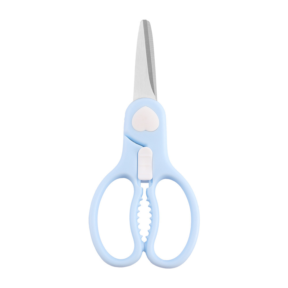Stainless steel baby food scissors, portable meat, vegetable, noodle, children's and baby food scissors, wholesale of baby food scissors Item Picture