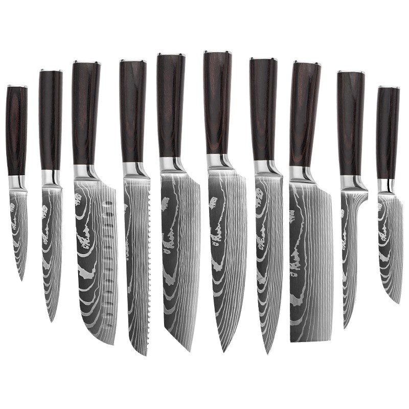 Hot-selling set knives, kitchen knives, household Damask pattern set knives, chef knives. Wholesale and direct sales from Yangjiang knife manufacturer Item Picture