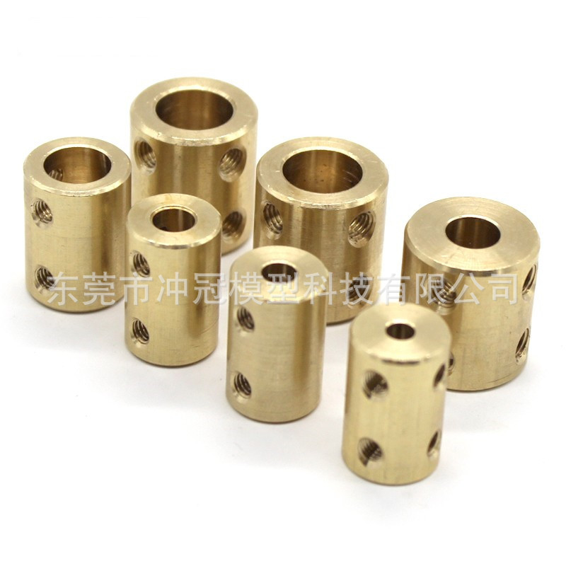 Cylindrical couplings, rigid couplings, pure copper and brass connectors, motor accessories full figure