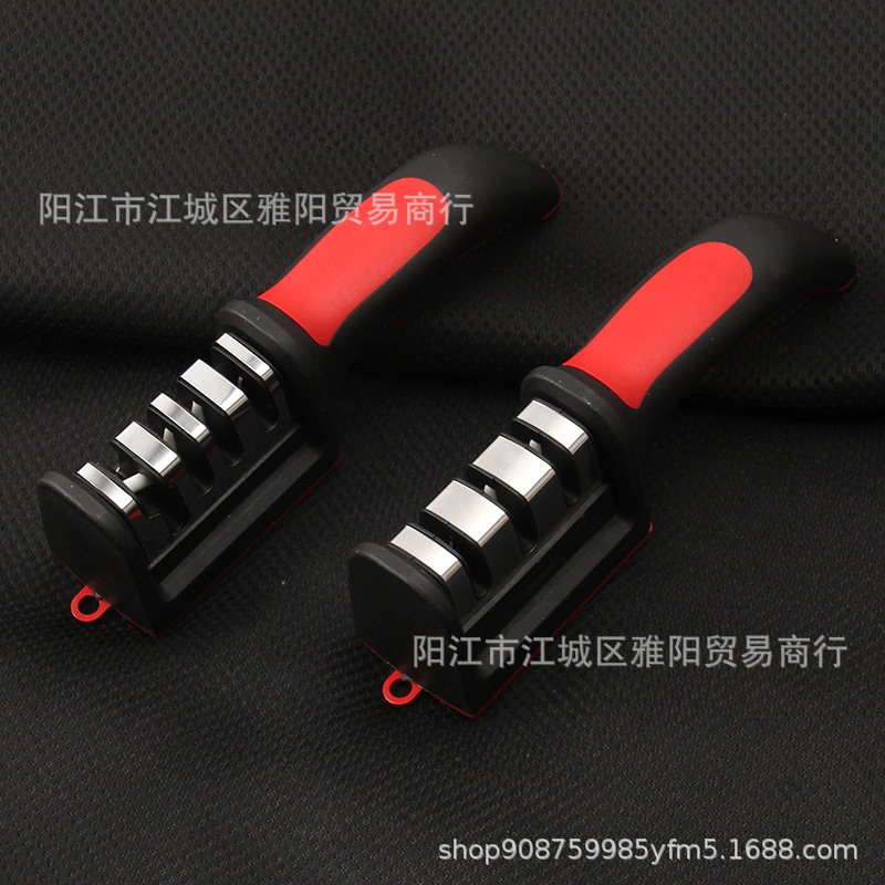 Three-slot and four-slot quick handheld knife sharpeners, household appliances, kitchen ceramic knife sharpeners, street stalls, kitchen knives, whetstones full figure