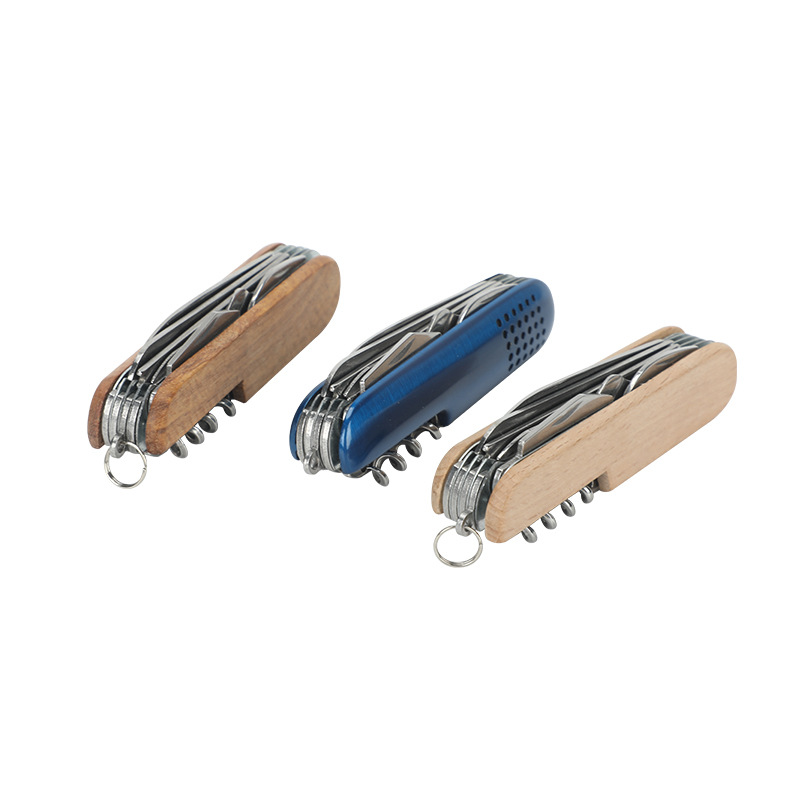 9-open, 11-open multi-functional knife, folding knife, outdoor knife, multi-functional pliers, wooden handle knife, camping tools Item Picture