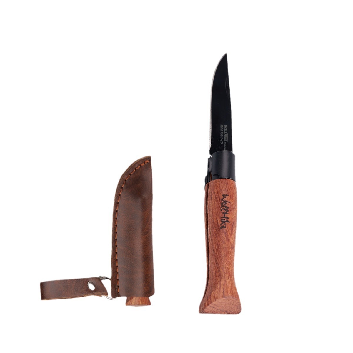 Outdoor folding multi-functional bread and fruit knife exquisite leather case Opinel style Item Picture