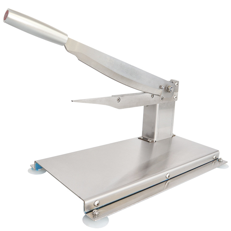 A commercial chicken nugget knife, a stainless steel guillotine knife for cutting chicken, duck and goose, for cutting chopped chili peppers and bighead carp heads. The knife is orange-red Item Picture