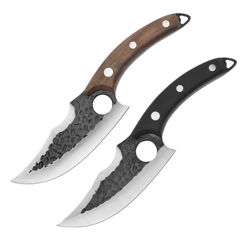 New wooden-handled pig slaughtering knife, hammer-textured forged boning knife, slaughtering knife, meat cutting knife, stainless steel sharp boning knife Item Picture