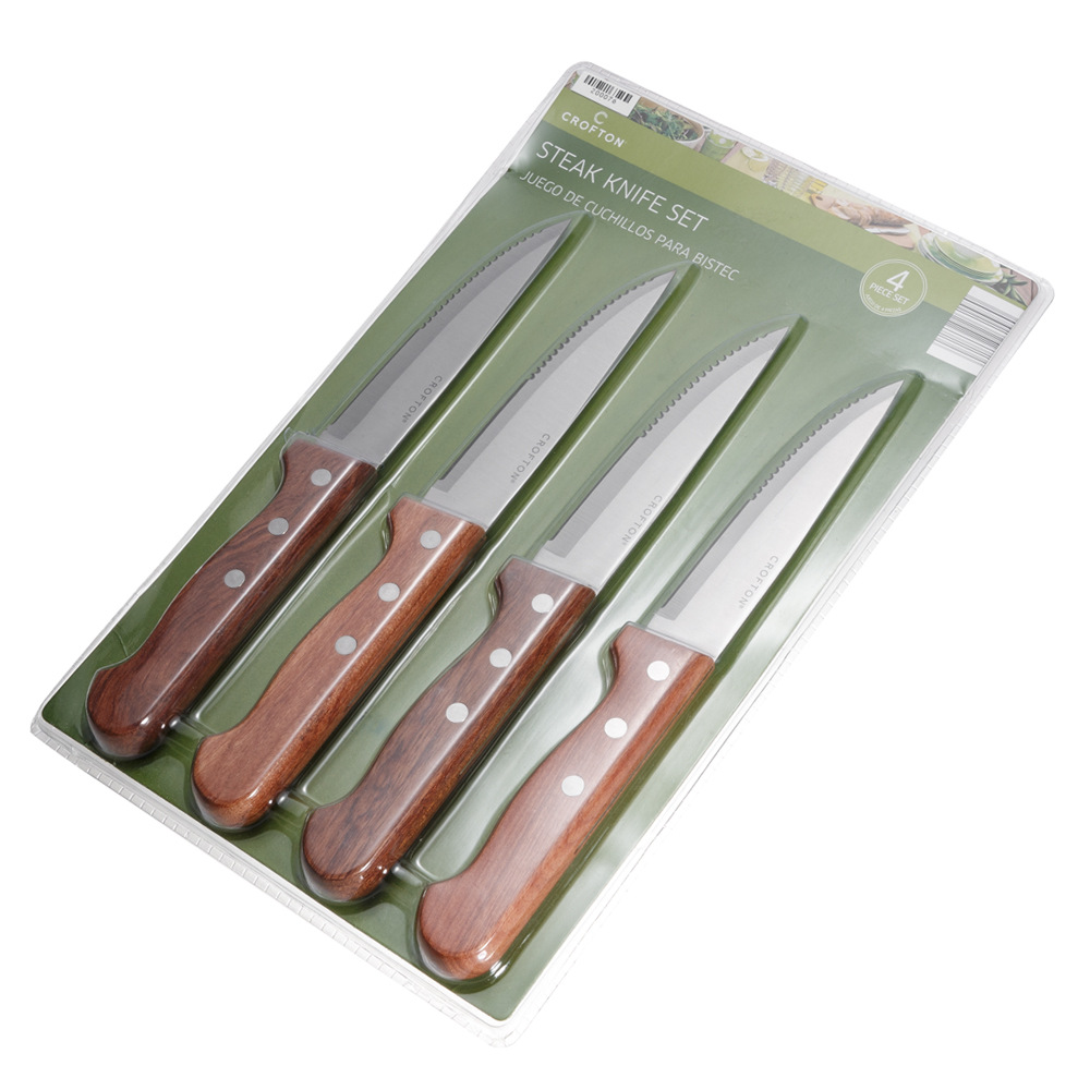 Source factory Brazilian brown half-toothed color wooden handle steak knife, stainless steel Western cuisine knife, meat cutter, barbecue knife details Picture
