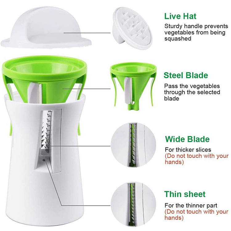 Grater and vegetable cutter three-in-one rotary grater 3-in-1 spirdlizer spiral grater Application Scenario