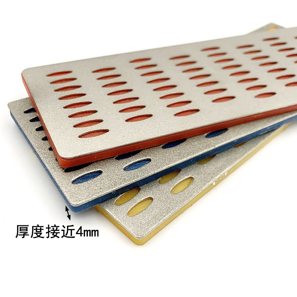 Supply: 3-piece diamond kitchen whetstone, household kitchen knife sharpener, mesh single-sided sharpener block, sharpener blade Specification drawing