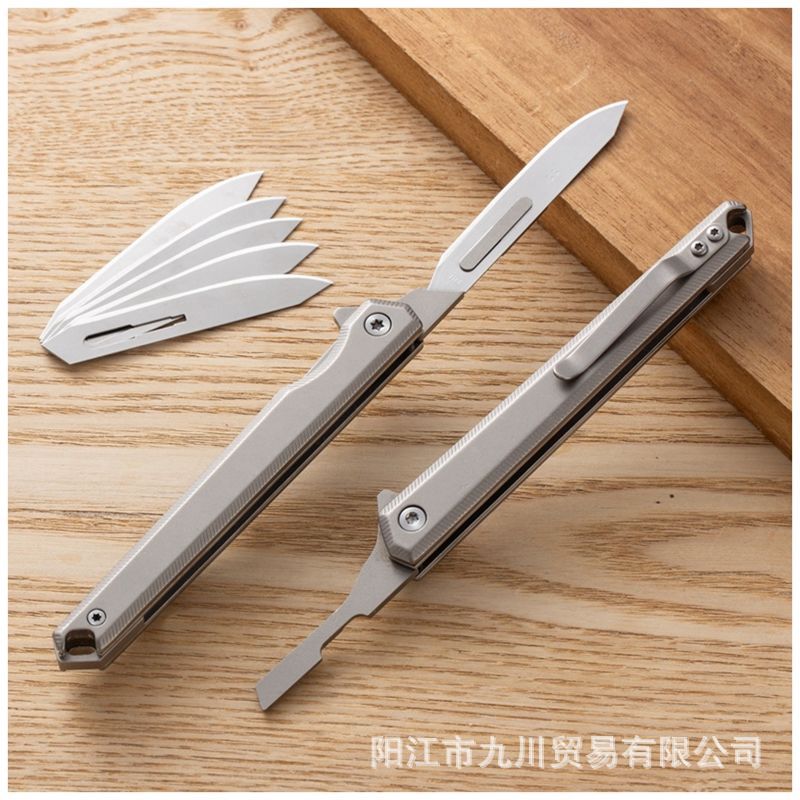 Alloy utility knife, portable gift engraving knife tool, hardware knife, SK5 carbon steel replaceable blade Specification drawing