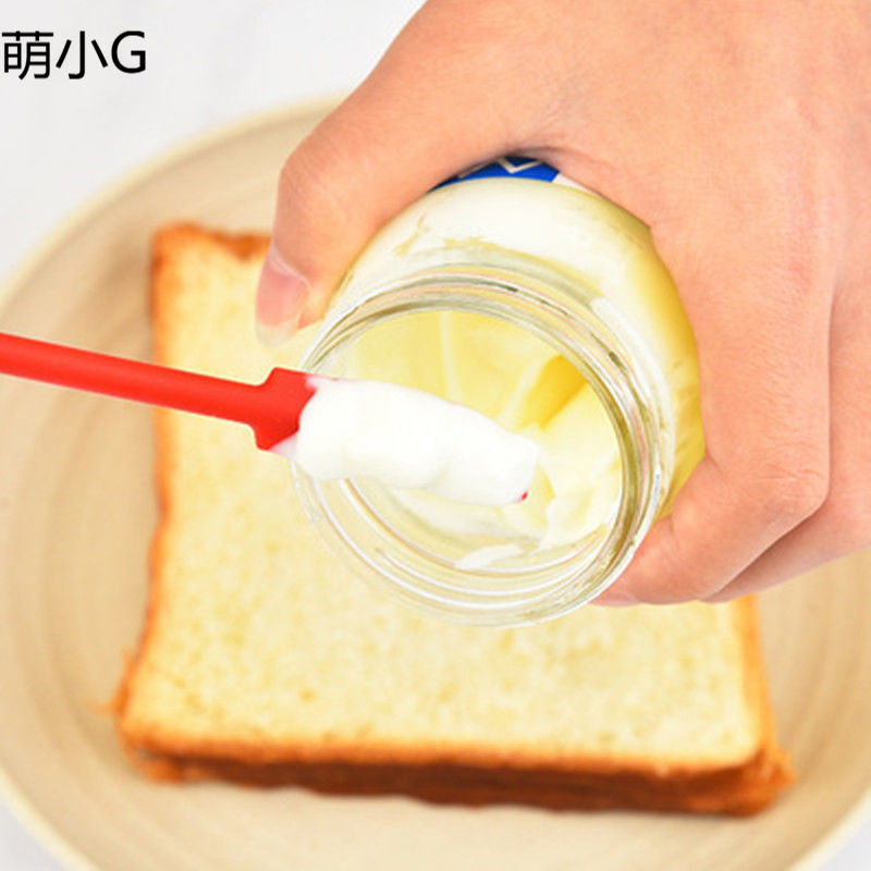 Food-grade mini silicone scraper three-piece set, two-in-one double-head scraper, scraper spoon, cosmetic jam bottle scraper details Picture