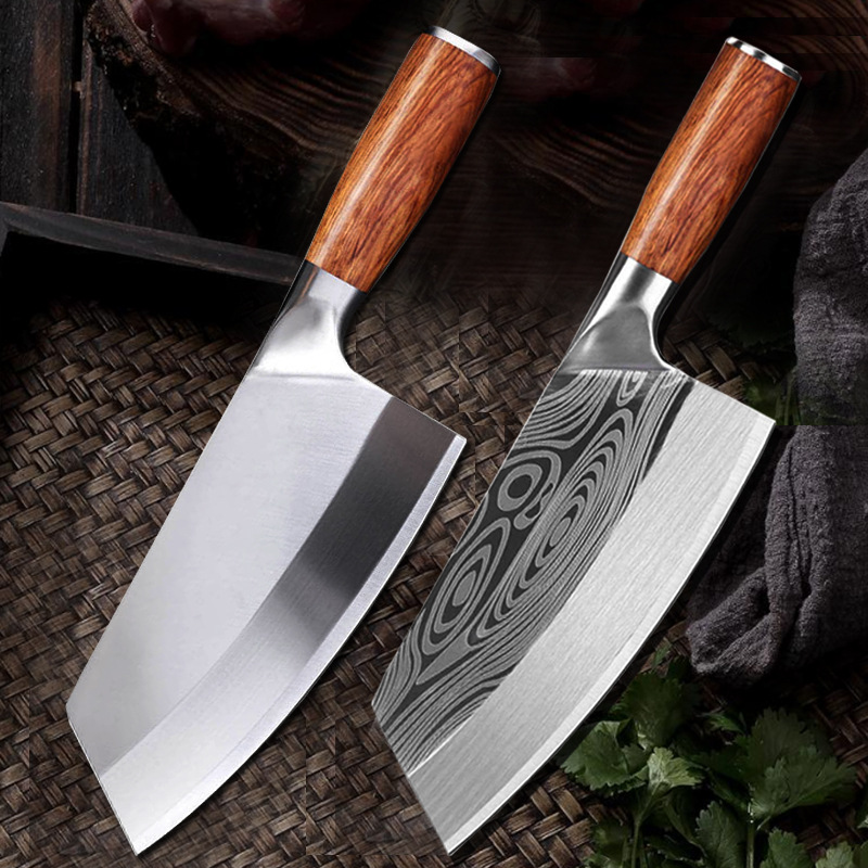 Stainless steel meat slicing knife, Yangjiang kitchen knife, Damask pattern, multi-purpose kitchen knife, household chef's special knife details Picture