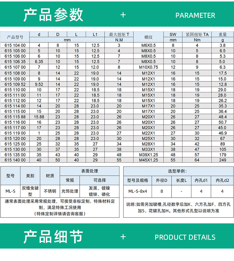 Stainless steel nut type expansion sleeve, keyless expansion shaft sleeve, expansion connection sleeve, MLN expansion sleeve undefined