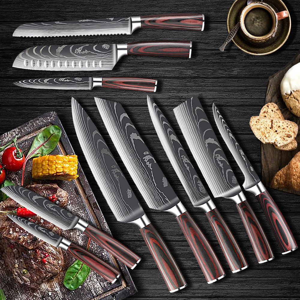Damascus chef's set knife, chef's knife, special knife for cutting and slicing vegetables, household kitchen knife details Picture