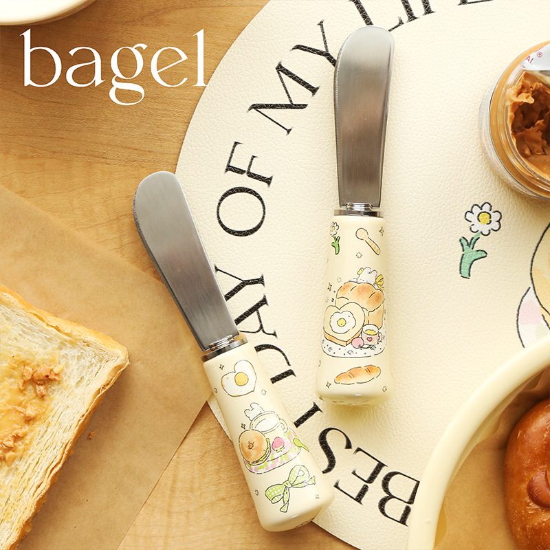 Bread and toast spread knife, mini cream cheese jam spatula, butter knife, stainless steel fruit slicer full figure