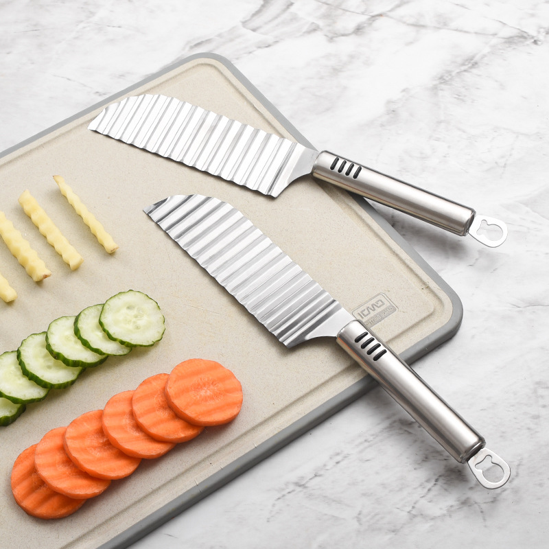 Amazon export stainless steel wavy potato knife, kitchen small tools, French fries knife, vegetable and potato slicing wavy knife details Picture