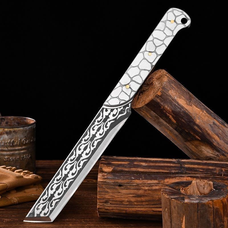 Outdoor camping road-cutting knife Longquan Bingpo chopping multi-purpose knife for cutting bones, stainless steel one-piece forged sharp knife full figure