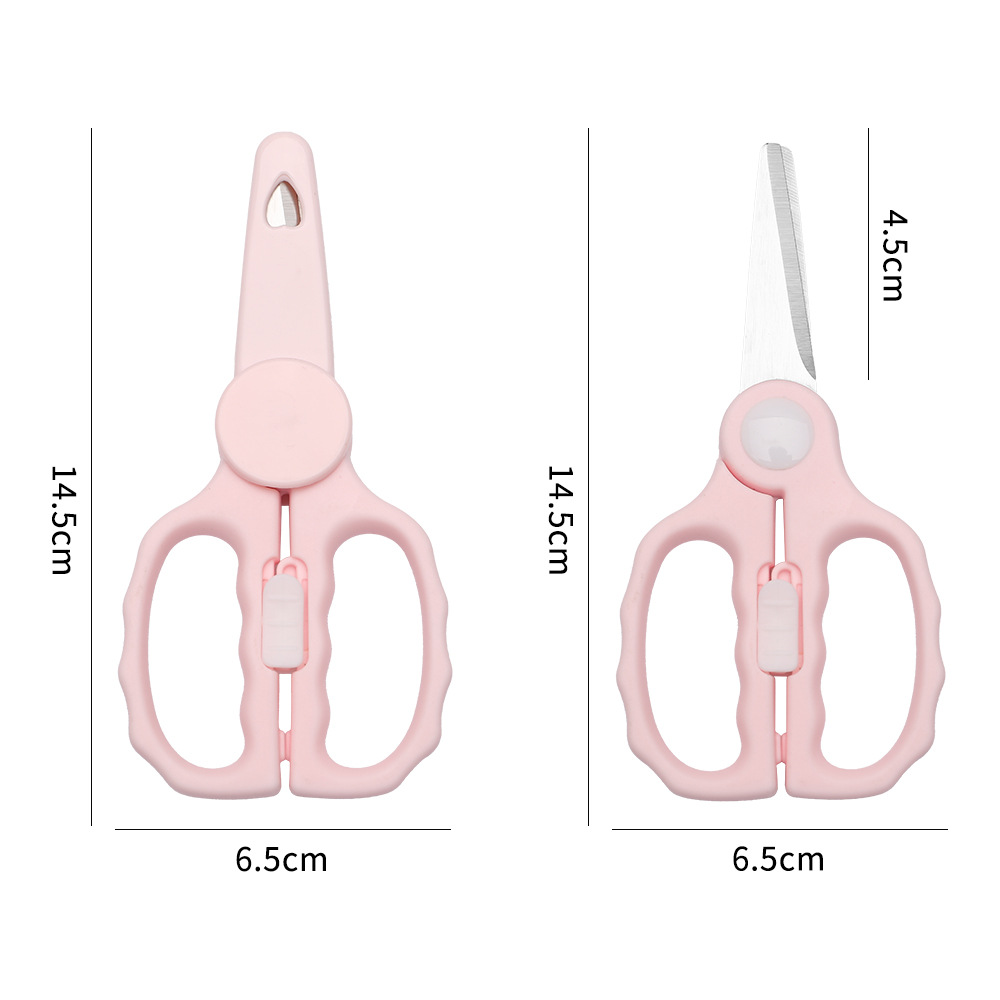 In-stock baby food scissors suitable for cutting meat and vegetables, children and babies. Portable baby food scissors for going out. Direct supply from the scissors manufacturer Specification drawing