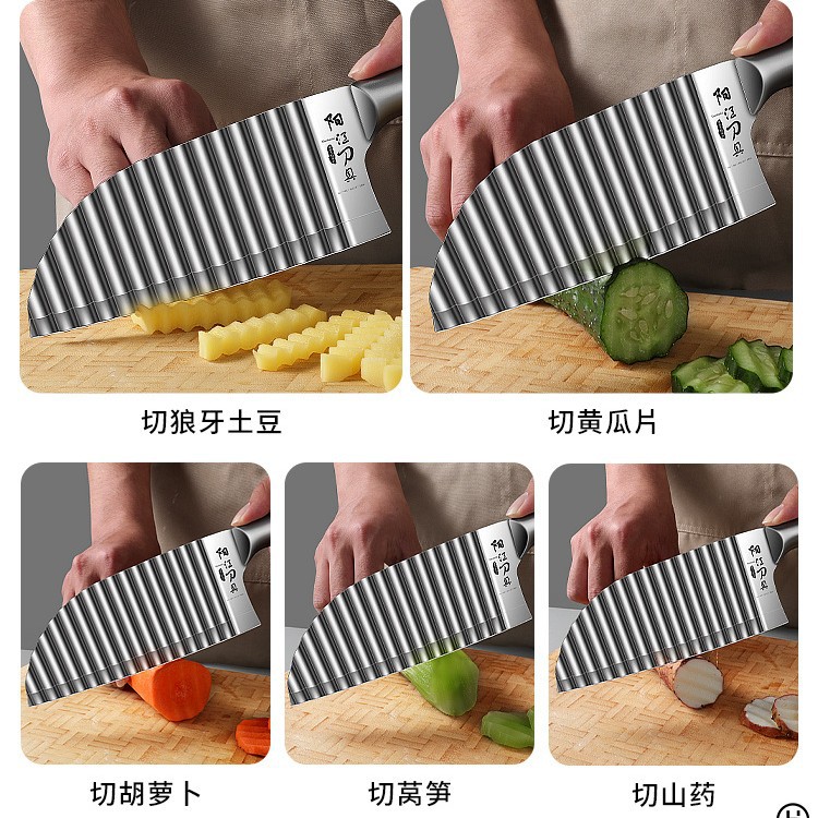Wolf Tooth Potato knife, French fries 304 stainless steel corrugated knife, multi-functional new kitchen commercial wave knife Application Scenario