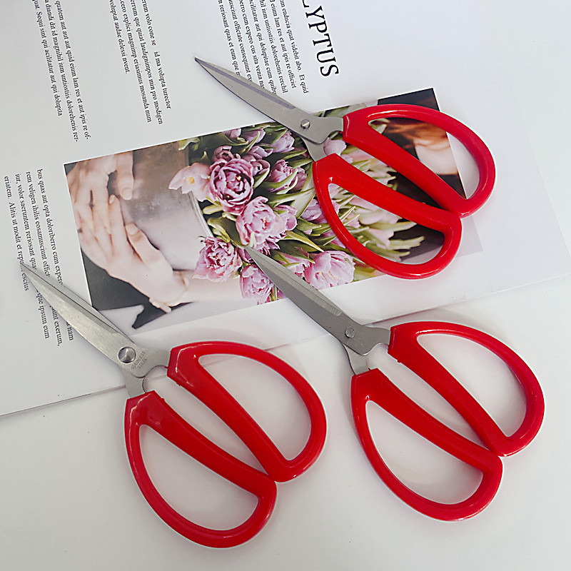 Red scissors, household scissors, paper-cutting, office cutting, stationery cutting, 2-yuan store, department store wholesale Item Picture