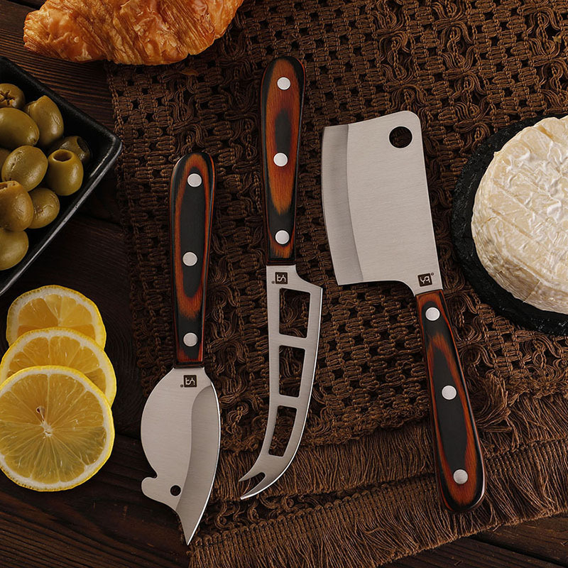 New cross-border color wooden handle cheese and cheese knife, Western cuisine knife, stainless steel fruit knife, hand-held meat knife, small kitchen knife details Picture