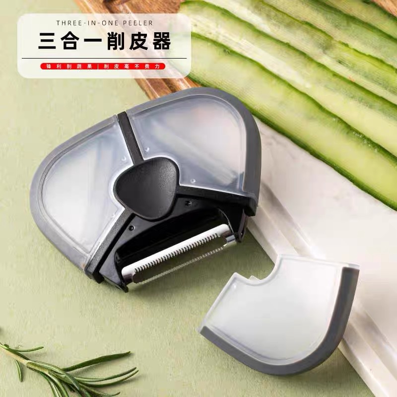 In stock: Stainless steel triangular planer, detachable peeler, PP plastic cover, peeler, scraper, grater, grater full figure